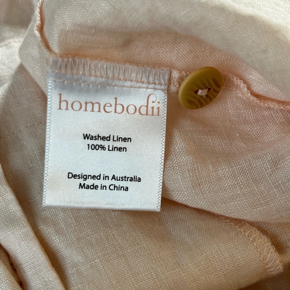 Homebodii Beach Bohemian Cottage Core Washed Linen Boxy Top Button Front - Picture 4 of 5